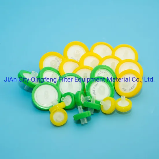 PVDF PVDF PVDF PTFE Nylon Color Ring Syringe Filtre pour Utilisation en laboratoire